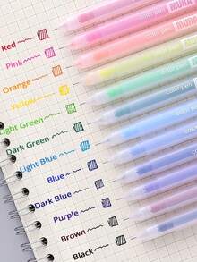 6/12pcs Colorful Gel Pens 0.5mm, Simple Gel Pens For Students, Fresh Color Palette Pens, Watercolor Pens, Diary Pens, Suitable For Students' Daily Writing, Office Diary And Bookkeeping - Back To School Season - One Size Fits All - View 2