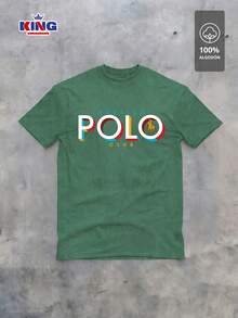 Original HPC POLO T-Shirt With Round Neck And Short Sleeves – Themed Graphic Design "HPC: Retro Typography Houston" – 100% Cotton - 水鴨藍 - View 2