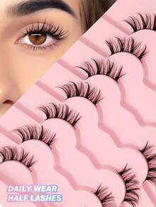 7 Pairs Asiteo Natural Wispy Cat Eye Corner False Eyelashes, Faux Mink Reusable Eyelashes, Suitable For Women And Girls Makeup - Multicolor - View 2