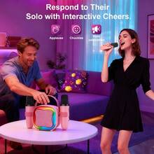 Reletech Portable Bluetooth Karaoke Speaker With 2 Wireless Microphones, RGB Gradient Light, Recording & Multi Sound Effects, Mini Karaoke Machine For Home Party Indoor Gathering - View 5