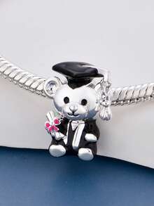 1pc Fashionable Exquisite Romantic Youth Graduation Commemorative Series Heart, Graduation Cap, Girl, Bear Beaded Pendant Full Of Graduation Ceremony Sense Creative Versatile DIY Bracelet Necklace Graduation Gift - Multicolor - View 2