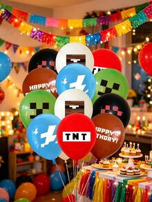 Minecraft Latex Balloons - Game Party Balloon Decorations - Boy Game Birthday Decorations - Pixel World Kids Birthday Party Decoration Balloons - Multiple Styles - View 10