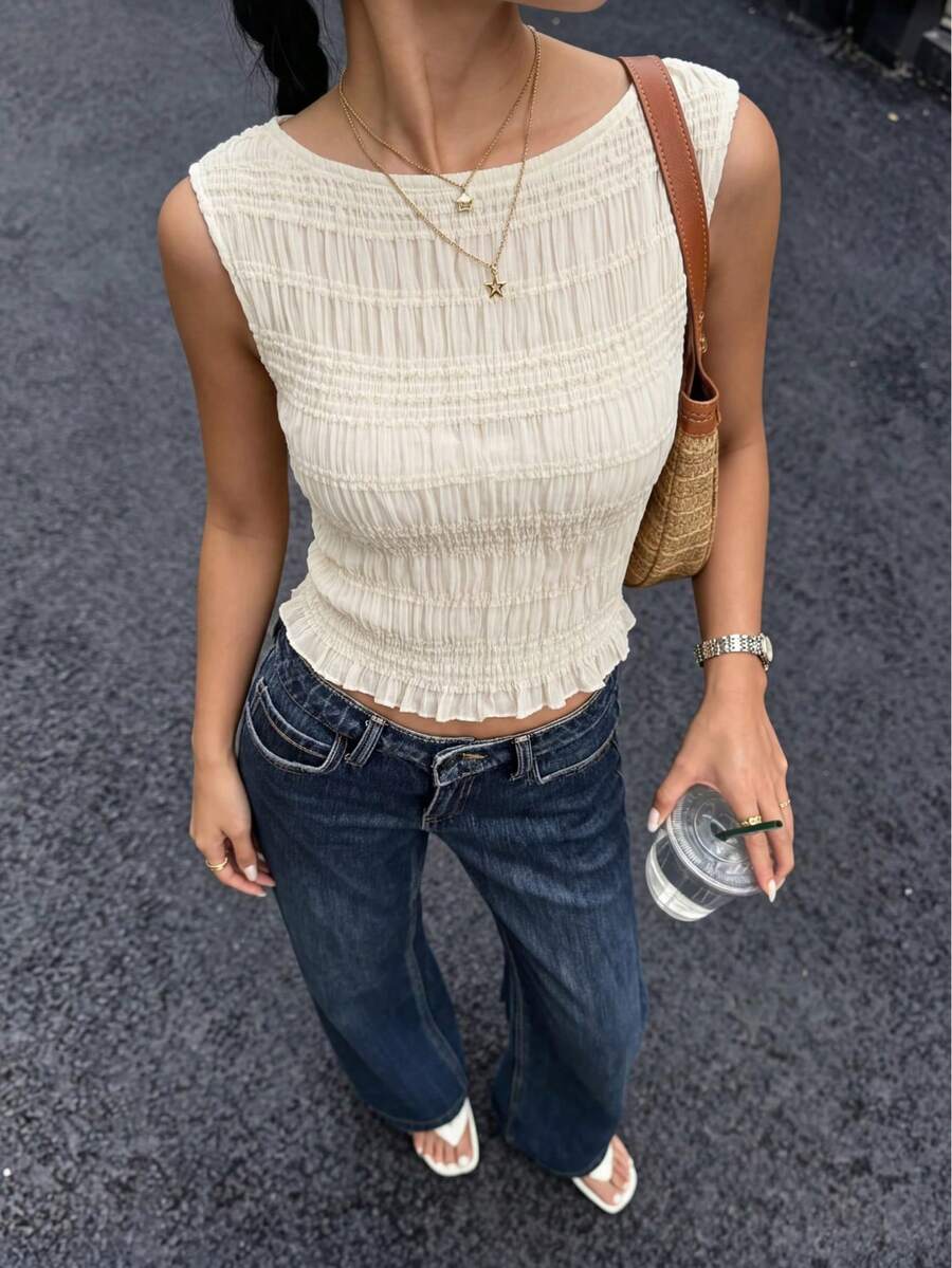 Women's Casual Lace Solid Color 2 Pieces Set Summer - Apricot - View 1