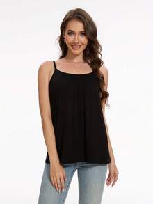 Vislivin Women's Summer Camisole With Built-In Bra - Seamless Sleeveless Top, Soft And Loose Camisole With Adjustable Straps, Elegant And Comfortable Blouse For Casual Wear - 黑色 - 查看 4