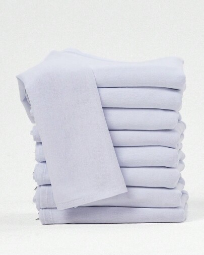 Kit 10 Panos de Prato Branco Sem Estampa Liso 100% Algodão 41x 65 Cm Bainha Larga