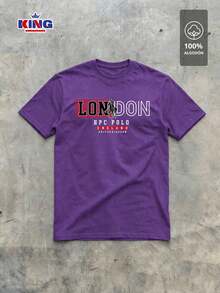 Original HPC POLO T-Shirt With Round Neck And Short Sleeves – Themed Graphic Design "HPC: London England Heritage" – 100% Cotton - 紫色 - 查看 2