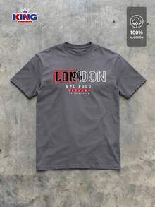 Original HPC POLO T-Shirt With Round Neck And Short Sleeves – Themed Graphic Design "HPC: London England Heritage" – 100% Cotton - 深灰色 - 查看 2