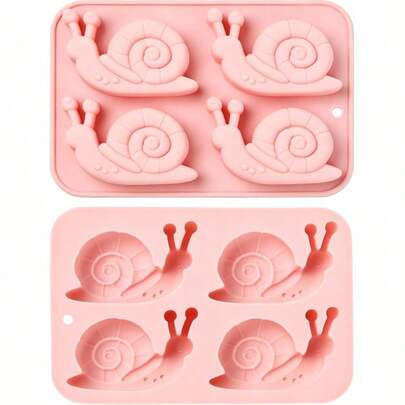 1/2 piezas Molde de silicona 3D con forma de caracol de 4 cavidades para chocolate y dulces, apto para chocolate, fondant, postres, pasteles, galletas y jabón artesanal