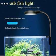 1 pieza Mini Luz LED de Clip para Acuario, Alimentada por USB, Alta Luminosidad, Transparente, Rotación Ajustable de 360°, Adecuada para Tanque de Peces - Iluminación Compacta de Escritorio para Plantas Acuáticas - Multicolor - View 7
