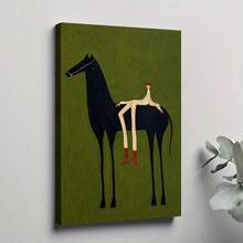 1Pc Framed Canvas Painting, Abstract Black Horse And Rider, Thickness 2.25cm/1inch High Quality Wall Art Print Poster Direct Hanging Home Decor Gifts, Living Room, Bathroom, Bedroom, Kitchen, Bar, Office, Room Decor - 多色 - 查看 10
