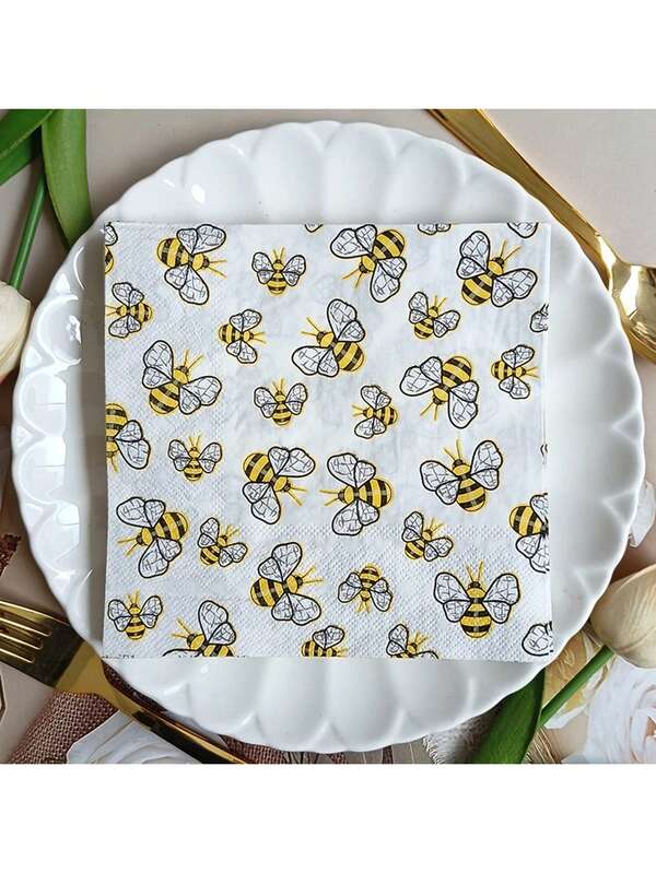 20/40pcs Disposable Bee Napkins, Perfect For Parties, Birthdays, Tea Gatherings, Picnics, And Family Reunions, Great For Thanksgiving, Labor Day, Guest Hand Towels Decorative Paper Beverage Napkin For Happy Bee Day, Bee Napkins