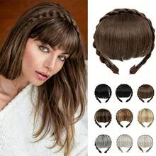 Extensão de Cabelo Sintético com Franja de 6 Polegadas, Franja Natural Sem Bordas Longas, Peruca Feminina, Preto Marrom, Halloween - Multicolorido - Visão 2