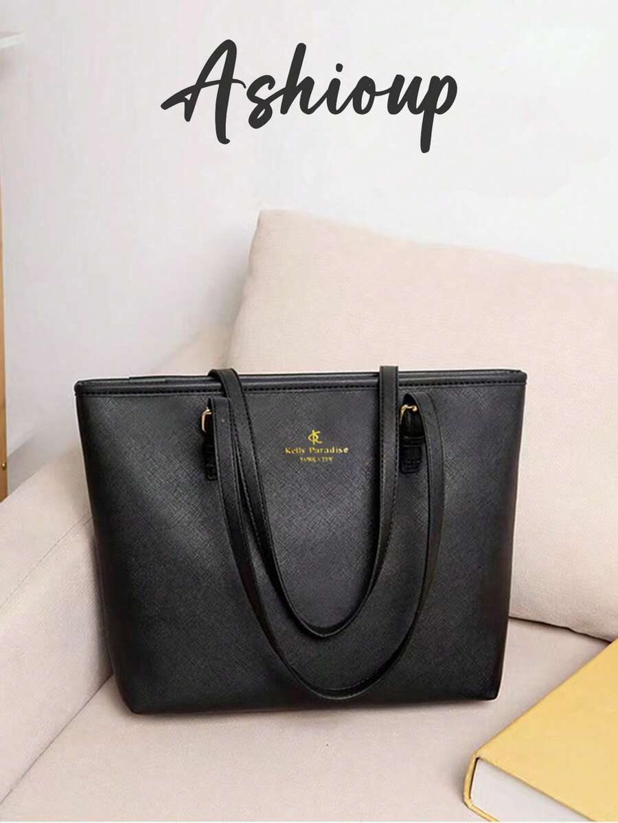 2024 New Fashion European And American Style Women's Handbag Cross Pattern Shoulder Bag Simple And Stylish Tote Bag,Business Professional Women - Black - View 1