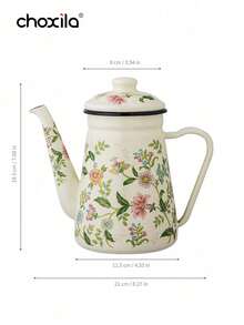 choxila 1 buah Teko Teh Enamel Motif Bunga dengan Tutup, Teko Kopi Enamel Gaya Vintage untuk Kompor - Teko enamel berbentuk bunga - View 11