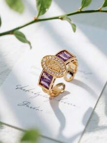 Elegant Minimalist Adjustable Pink & Purple Christian St. Jude Ring - St.Jude Ring - View 1