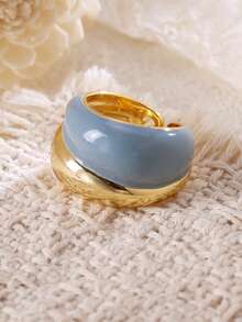 1 buah Cincin Terbuka Enamel Dua Warna untuk Wanita, Cincin Pita Tebal Ganda Berlapis Vintage dengan Desain Tetesan Minyak yang Dapat Diatur, Hadiah Perhiasan yang Dapat Ditumpuk untuk Sehari-hari - cincin yang dipersonalisasi - View 3