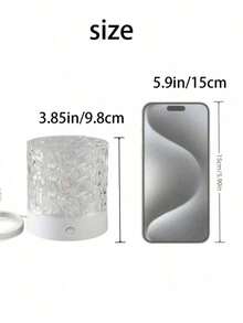 1pc [LED Night Light] Cylindrical Transparent Textured Water Ripple Lamp, USB Powered, Suitable For Bedroom Bedside, Dorm Desk And Leisure Spaces - Multicolor - View 4