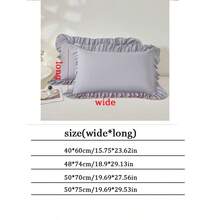 1pc Pillowcase (No Pillow Insert), Solid Color Ruffle Lace Pleated Pillowcase, Korean Princess Style Soft Skin-Friendly Pillow Cover, Suitable For Homestay, Guest Room, Home Use, Simple Solid Color Single Pillow Insert Protector - Baby Pink - View 3