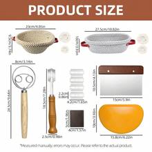 Sourdough Bread Baking Tool Set, Bread Making Kit - Fermentation Basket With Liner, Dough Mixer, Bread Lame With Replaceable Blades, Dough Scraper, Perfect For Baking Beginners And Professionals, Homemade Bread Baking Supplies, Sourdough Starter Kit - View 3