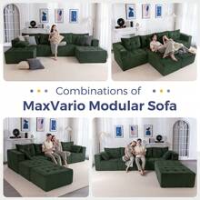 Cloud Modular Sofa, Modern Comfort Modular Corduroy Living Room Sofa, Tufted Recliner With Footstool, Boxed Sofa, No Assembly Required - 綠色 - 查看 5