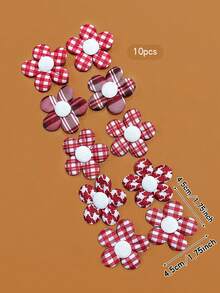 10pcs Sweet Style Floral Plaid Hair Clips Suitable For Daily Use Hair Accessories - Multicolor - View 9