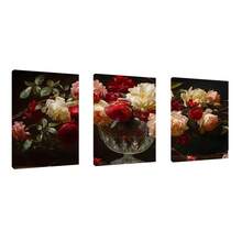 3 Stücke Set klassische Ölmalerei Windglas Vase Blumen Leinwandposter, europäischer Retro-Malstil, geeignet für Wohnzimmer Sofa Hintergrundwand, Esszimmer, Arbeitszimmer, Büro Wandkunst Dekoration optionaler Rahmen - Mehrfarbig - Übersicht 12