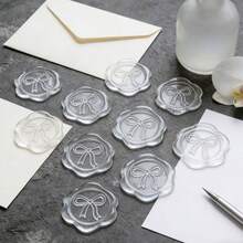 25 Pcs Transparent Bow Pattern Wax Seal Stickers,Self-Adhesive Wax Seal Stickers For Gifts Wedding Invitation Envelope Sealing - Bow - View 10