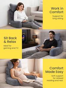 Reading Rest Lumbar Sofa Backrest Pillow Plush Support Chair Cushion With Arm - Gris L - Ver 7
