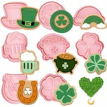 8 sellos de galletas de San Patricio, para el Da de San Patricio, cortadores de galletas de trbol irlands, formas de cerveza de trbol en irlands, moldes de plstico 3D para hornear - irlandés - Ver 1