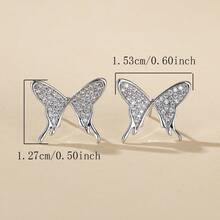 1 Pair Casual Elegant Versatile Micro-Pave Zirconia Butterfly Stud Earrings For Women, Eye-Catching Accessory For Daily Wear, Street Style And Commute - Earrings - View 6