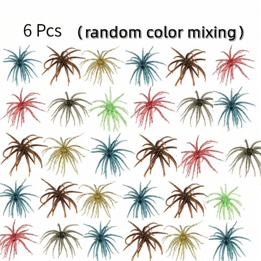 6Pcs Fishing Sea Urchin Soft Lures, Made Of TPE Material, Realistic Multi-Colored Floating Dynamic Fishing Bait In The Form Of A Ball, Suitable For Anglers, Fishing Tackle Shops, And Fishing Tools (Colors Are Random) - 6Pcs - View 1