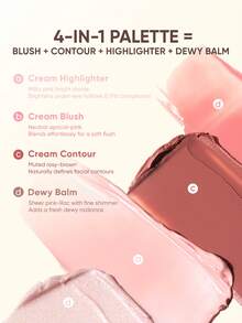 JUDYDOLL 2-In-1 Blush & Highlighter Palette, 9g, Cream Blush & Highlighter, Pearl/Matte Finish, New Arrival, Suitable For Dates, Weddings, Parties, Gift For Friends And Girlfriends - #06 FIT Beige - View 9