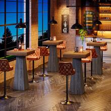 LITTLE TREE Bar Table, 39.96" High Pub Table For Small Space, Home Bar Small Square High Top Unit For Dining, Coffee, Cocktail, Living Room, Kitchen, Vintage Brown & Gray (Only Table) - Màu nâu và xám cổ điển - Xem 9