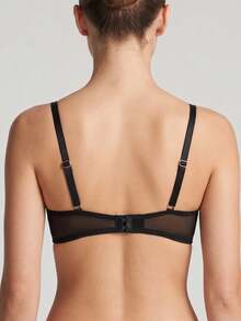 1pc Women's Fashionable Comfortable Underwire Non-Padded Solid Color Sexy Versatile Bra - Black - View 5