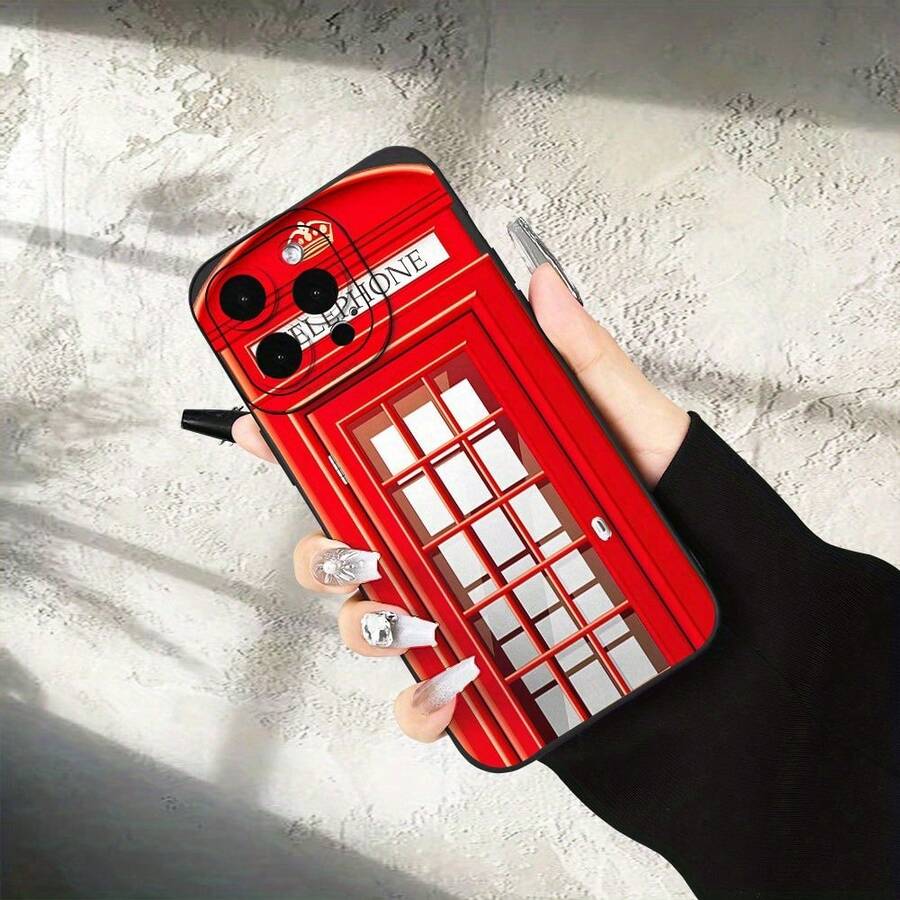 Diseño clásico de cabina telefónica británica, divertido y elegante diseño de camiseta de fútbol número 7, nueva funda para teléfono de gran , orificios grandes con textura de cuero sintético, tacto mate de primera calidad, protección de pantalla completa, a prueba de golpes y resistente a las huellas dactilares, adecuada para la serie 161514131211XXRXS87SE Mini Plus Pro Max, un regalo para novio o novia. - (Un color) 1 unidad por paquete - Ver 1