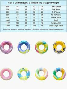 1 Set de flotador inflable para piscina, funda impermeable para teléfono y bomba de aire, aro inflable de PVC de 60-100cm, flotadores de brazo inflables unisex, incluye estilo de dona verde, rosa, chocolate, estilo de sandía, adecuado para adultos, adolescentes, fiesta en la playa, piscina, playa, vacaciones de verano, flotador de ocio para piscina - Múltiples estilos - Ver 3