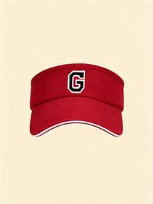 1 pieza Gorra de béisbol con letra A-Z y abertura para coleta, sombrero de sol deportivo de moda para niñas, protección UV para exteriores - Rojo - Ver 8