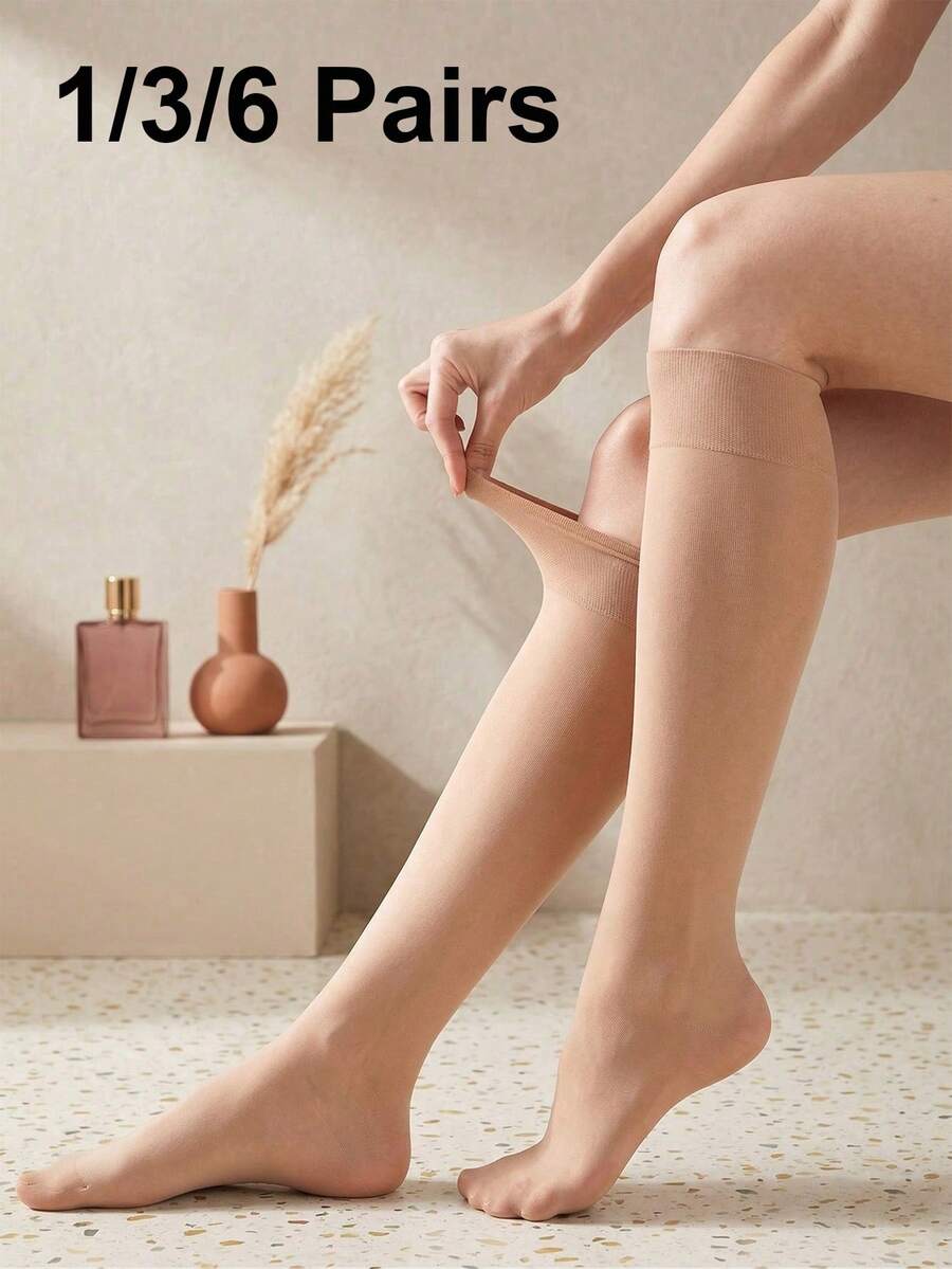 1/3/6雙女款配件襪子長襪高筒襪白色平價衣物Y2K可愛運動趣味鞋禮物女款長襪 - 彩色 - 查看 1
