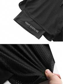 1pc Men's Summer Loose Sports Shorts With Zipper Pockets, Running Outdoor Casual Pants - Black - View 7