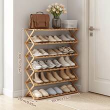 Senmeo 6-Tier Bamboo Entryway Shoe Rack, 1Pc Foldable X Reinforced Build, Snap-Open For Narrow Corner, Strong Load Capacity - 4th Floor - View 4