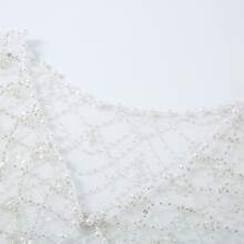 1pc New Handmade Beaded Sequin Lace Wedding Dress Gown Wedding Party Versatile Cape Shawl - White - View 3