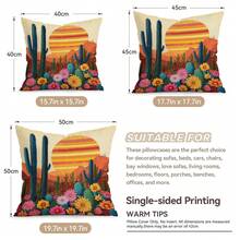 4pcs/1pc Desert Cactus Pattern Pillowcase Without Insert, Single-Sided Printed Pillowcase, Suitable For Living Room Bedroom Home Decor, All Seasons Pillowcase - Multicolor - View 4