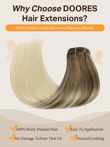 DOORES 9er Set glattes Echthaar, natürliches glattes Damenhaar, Double Clip-In Haarverlängerungen, unsichtbare weiche Mini-Haarteile, geeignet für dünnes Haar bei Frauen und Männern - S9/60 - Übersicht 4