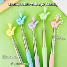 Retractable Reading Pointer Stick, Cute Hand Shape Teacher Classroom Pointer For Book, Extendable Reading Wand For Children, Home Use Teaching Stick For Middle School Students - Multicolor - View 5