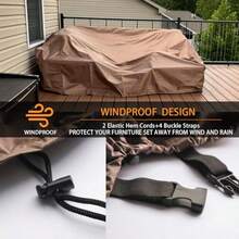 Funda impermeable para muebles de patio fundas para muebles de exterior resistente al agua juego de mesa de comedor y sillas resistente al agua tamaño grande de 110 pulgadas de largo x - café 420D - Ver 4