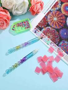 6pcs Diamond Painting Wax Pads, Includes 2pcs Diamond Painting Drills, DIY Art Embroidery Cross Stitch Tools - A - View 5