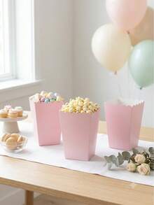 100/48/36/24/12/1pc White Popcorn Boxes, 2 X 4.5 X 3 Inch Mini Popcorn Boxes, Suitable For Movie Night Decoration, Christmas/Halloween, Back To School - Pink - View 1