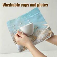 1pc/2pcs/4pcs Coastal Style Kitchen & Bathroom Towels, Vibrant Starfish & Beach Print, Ultra Soft, Highly Absorbent & Quick Drying, Machine Washable, Suitable For Kitchen & Dining Room Decor Hand Towels - Multicolor - View 13