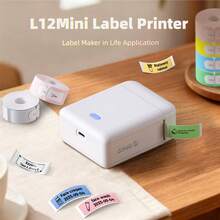 Printer Label Portabel Nirkabel ORICO, Dilengkapi dengan Aplikasi Pintar dan Pita Label, Font Template Terintegrasi, Mudah Digunakan, Cocok untuk Kantor, Dapur Rumah, Sekolah, dan Tempat Lainnya, Pilihan 1 Roll/6 Roll/9 Roll/10 Roll/11 Roll Kertas Label 14x30mm (Termasuk Kertas Berwarna) - Putih - View 2