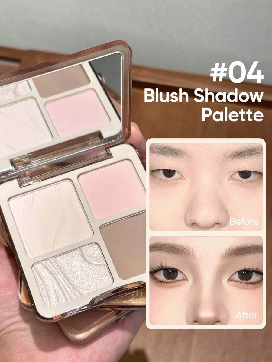JUDYDOLL 9g 2-In-1 Highlighter & Contour Palette, Matte & Shimmer Blush Palette, Suitable For Beginners, Self-Use And Gifting, Can Be Used For Party, Date, Wedding And Other Occasions - #04 - View 1